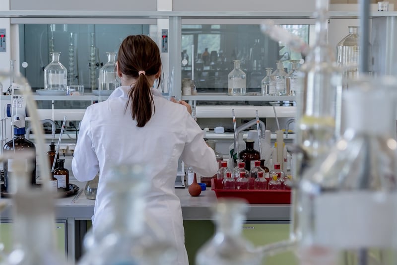 Mad scientist in lab